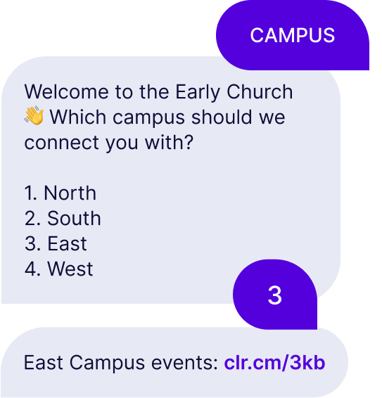 A text menu with campus specific options