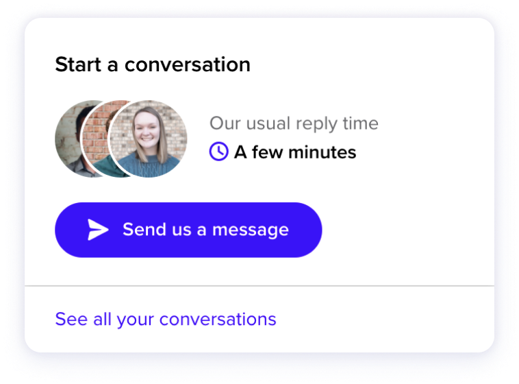 Screenshot of chat bubble when talking to support